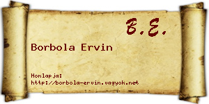 Borbola Ervin névjegykártya